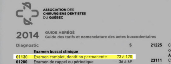 Exemple examen dentaire complet clinique Dominic Pontbriand